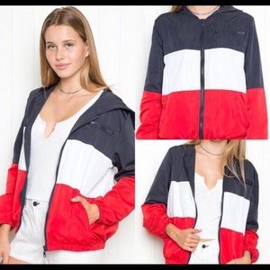 Brandy Melville red white and blue windbreaker